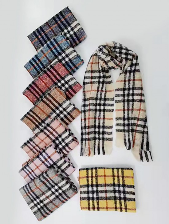 Soft Color Plaid Blanket Scarf